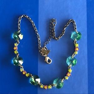 Hadar Vintage Swarovski Crystal Necklace Floral Multi Color Romantic